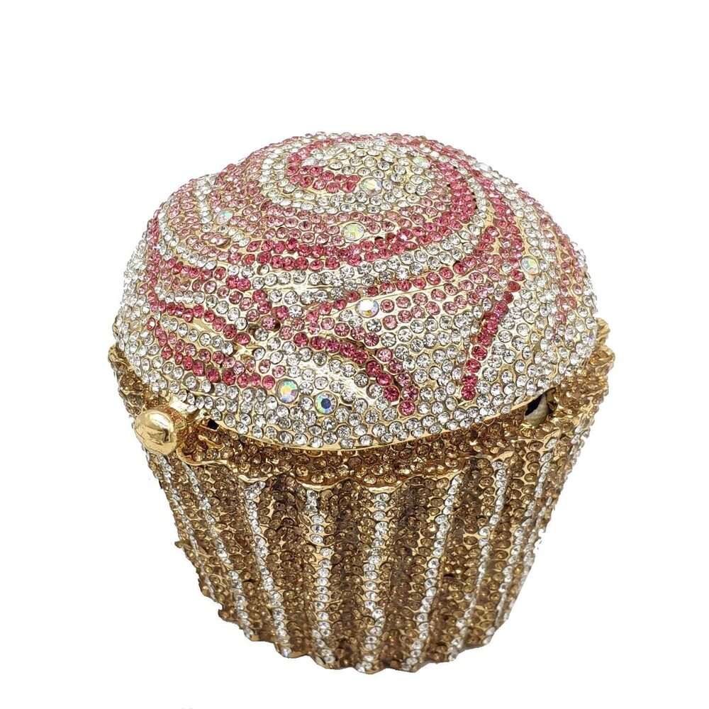 8415 Cute Cupcake Rhinestone Clutch Diamond Crystal Purse Evening Bags
